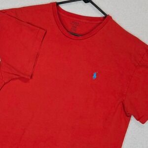 Polo Ralph Lauren Red T-Shirt Mens Medium Blue Pony Logo Classic Americana